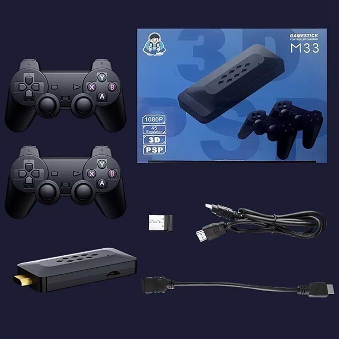 MECKWELL M33 Video Game With Wireless Controller & It comes with 30,000+built-in Games 64 GB with Plug & Play, Portable 8 Bit Game Box, 4K HDMI Output 40 Emulator, Tv Video Game
