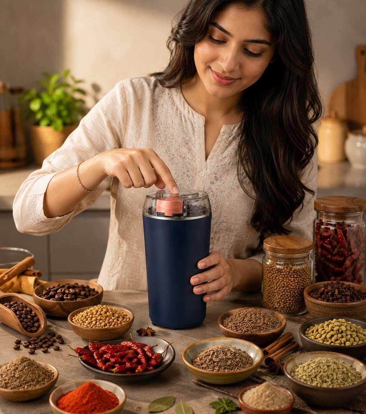 Portable Electric Coffee Grinder for Dry Herbs, Coffee & SPIECES 25 Cups Coffee Maker-image-9