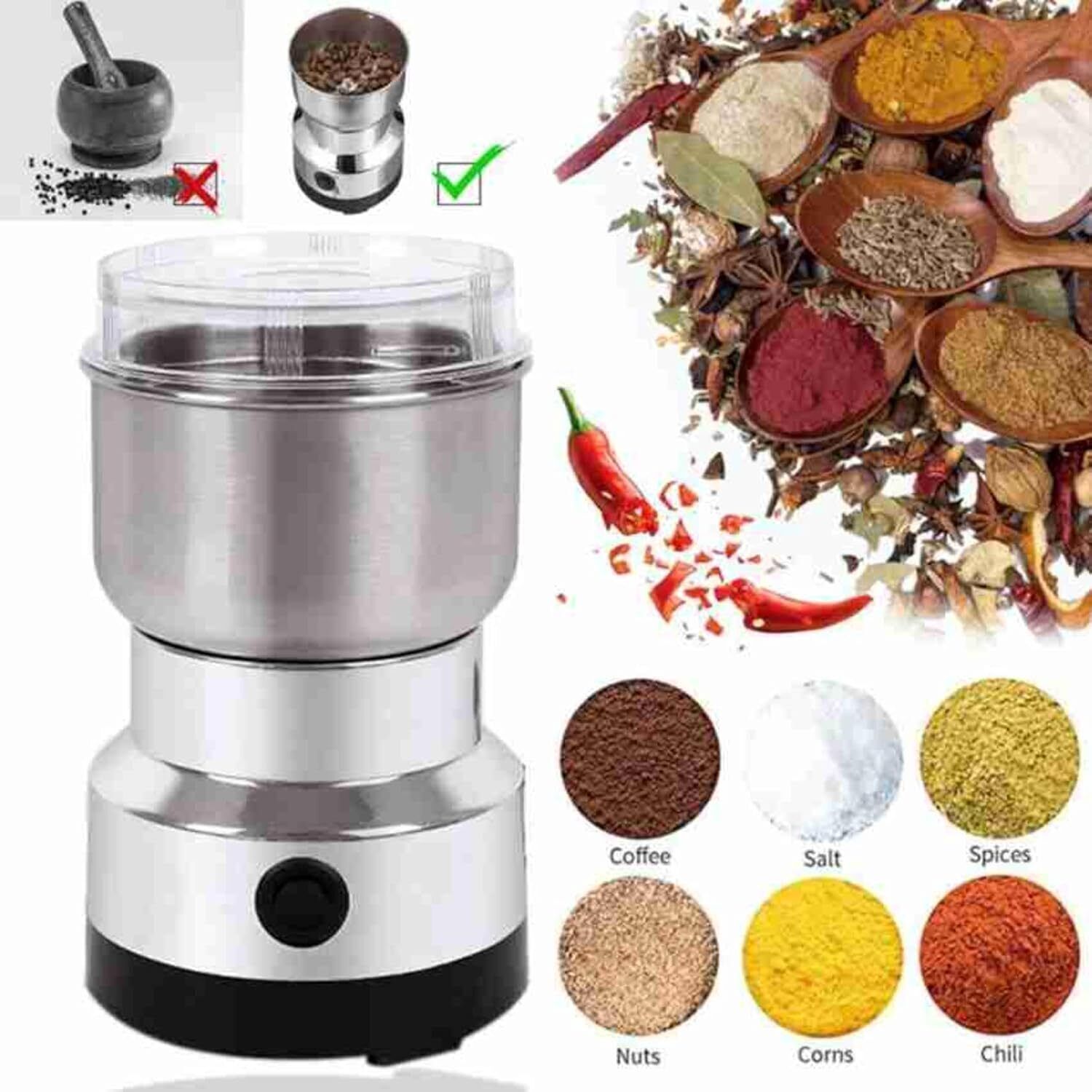 Grinder, Electric Coffee Bean & Spice Mill, 150W, Stainless Steel Blades Personal Coffee Maker-image-45
