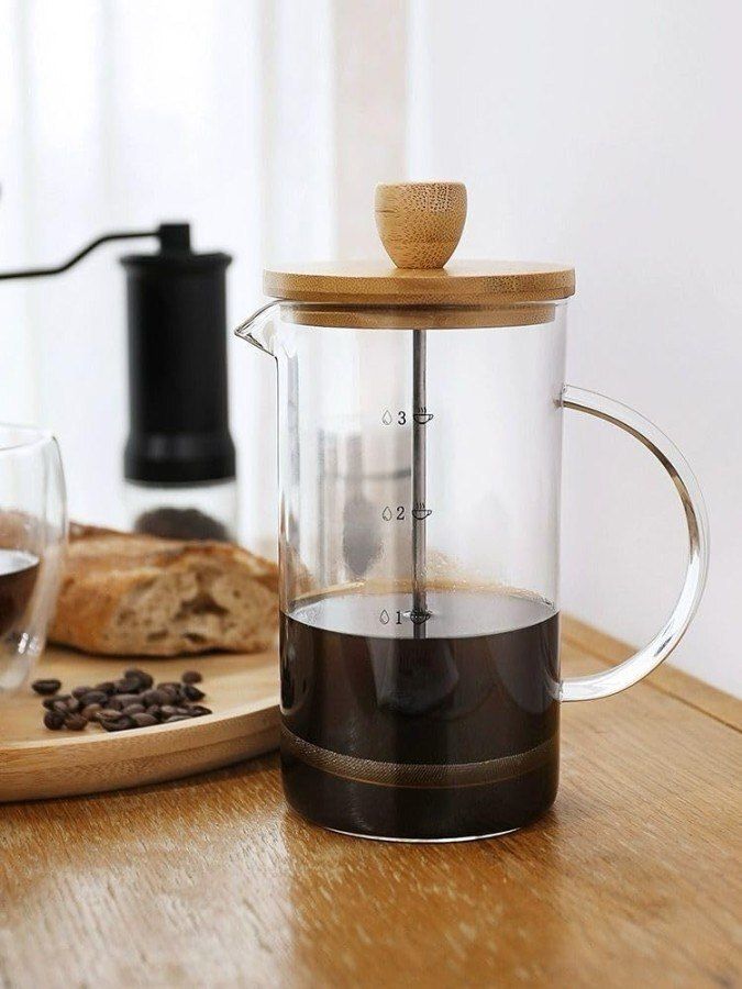 grebe Coffee Maker 800ml with Bamboo Lid | Borosilicate Glass Coffee BreweR 8 Cups Coffee Maker-picture-7