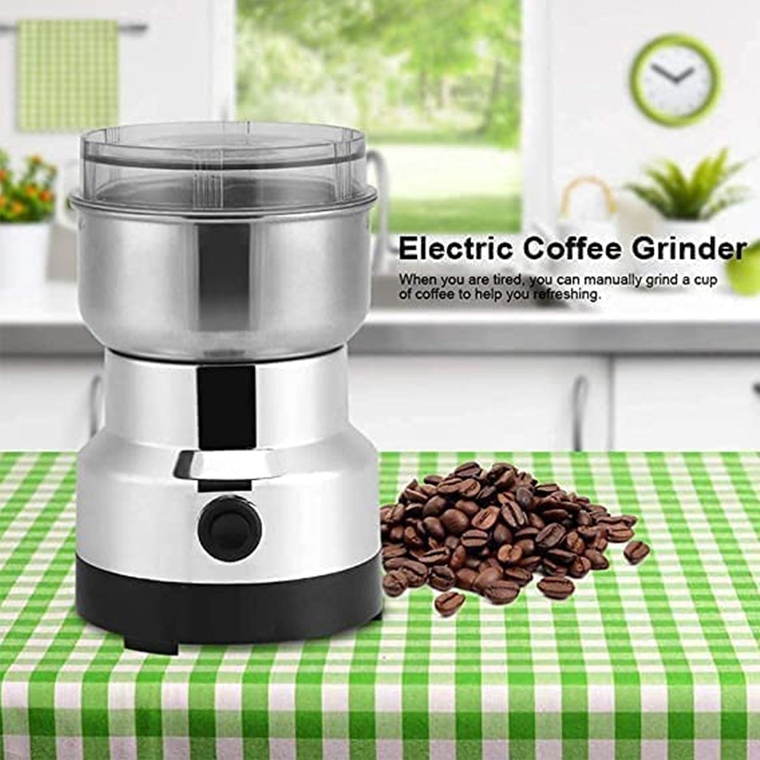 Stainless Steel Electric Portable Coffee Bean Grinder Home Grinding Spices Personal Coffee Maker-image-25