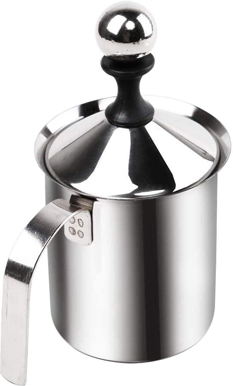 400 ML Milk Frother, Manual Milk Frothing PitchersSteel Coffee Milk Foamer 3 Cups Coffee Maker-image-37