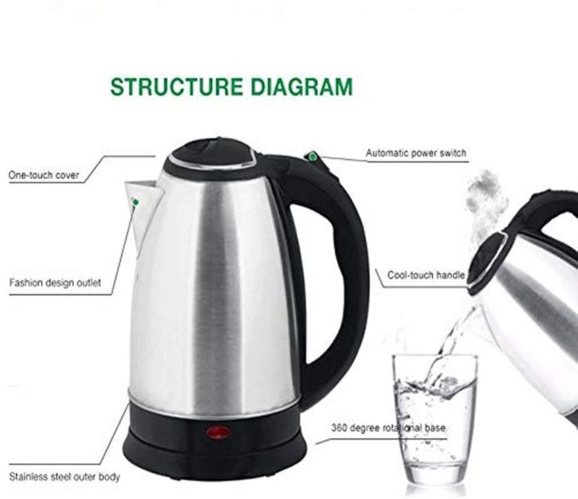 1500W Electric Kettle 2 Litre, Stainless Steel. 8 Cups Coffee Maker-image-44