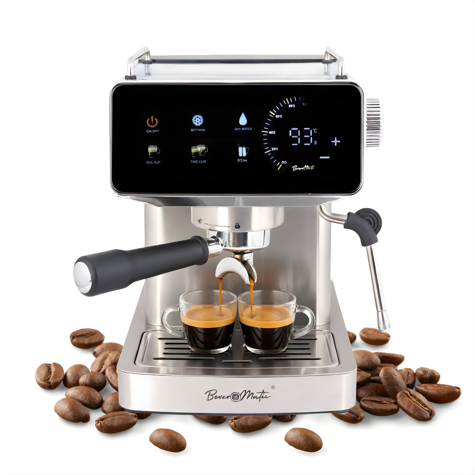 BIS Certified Espresso Coffee Maker, Touchscreen, 20 Bar Pump, Upto 1500 Watts 2 Cups Coffee Maker-image-12