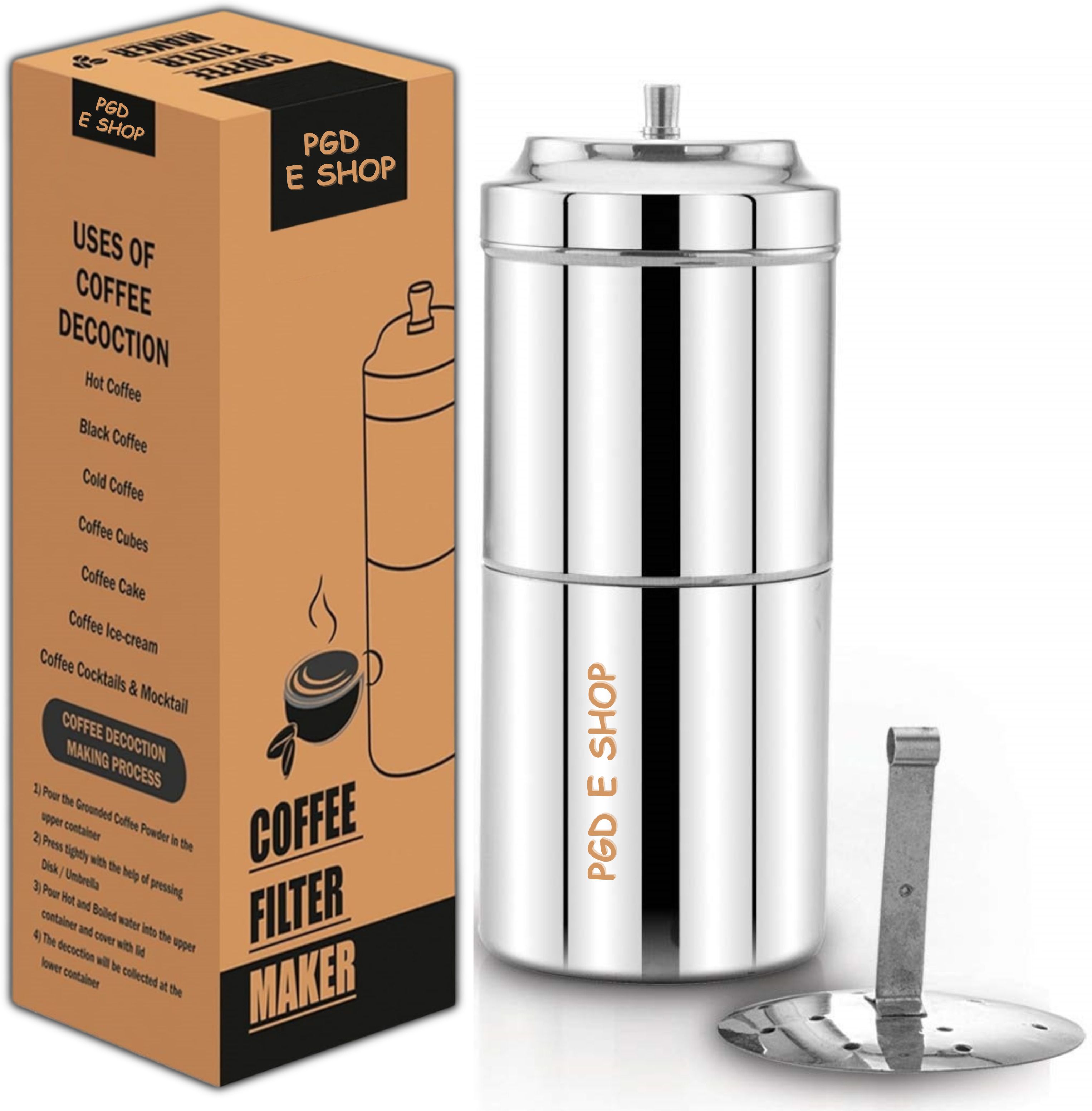 Traditional South Indian filter coffee Decoction maker | Size 2 Medium, 200ml 4 Cups Coffee Maker-image-4