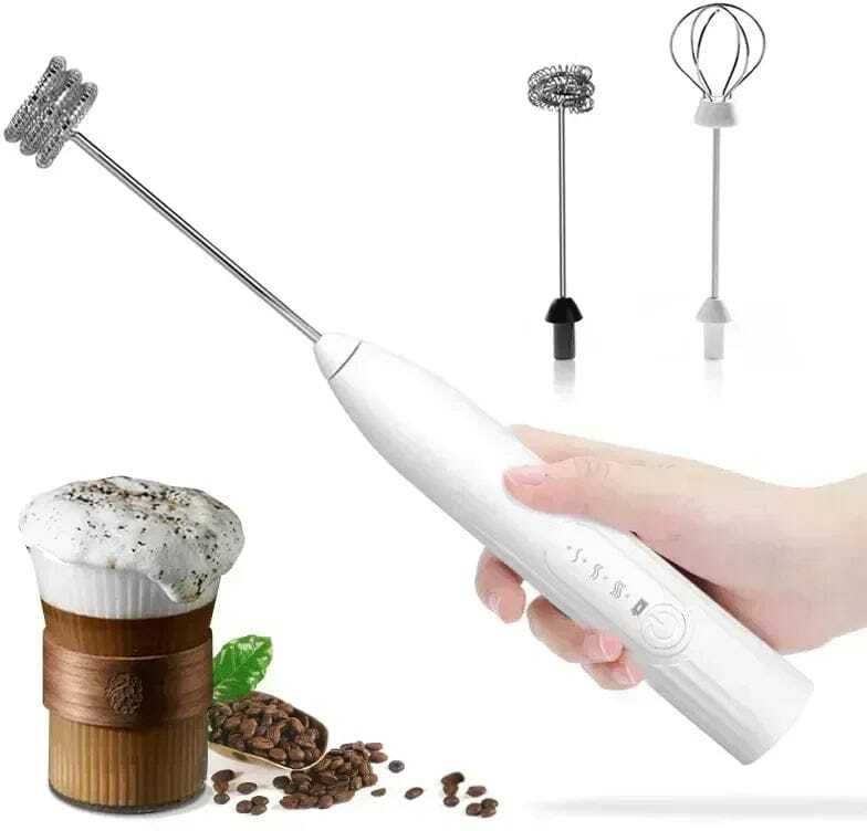 Milk Frother Handheld, USB Rechargeable Electric Foam Maker for Coffee, 3 Speeds 4 Cups Coffee Maker-image-48