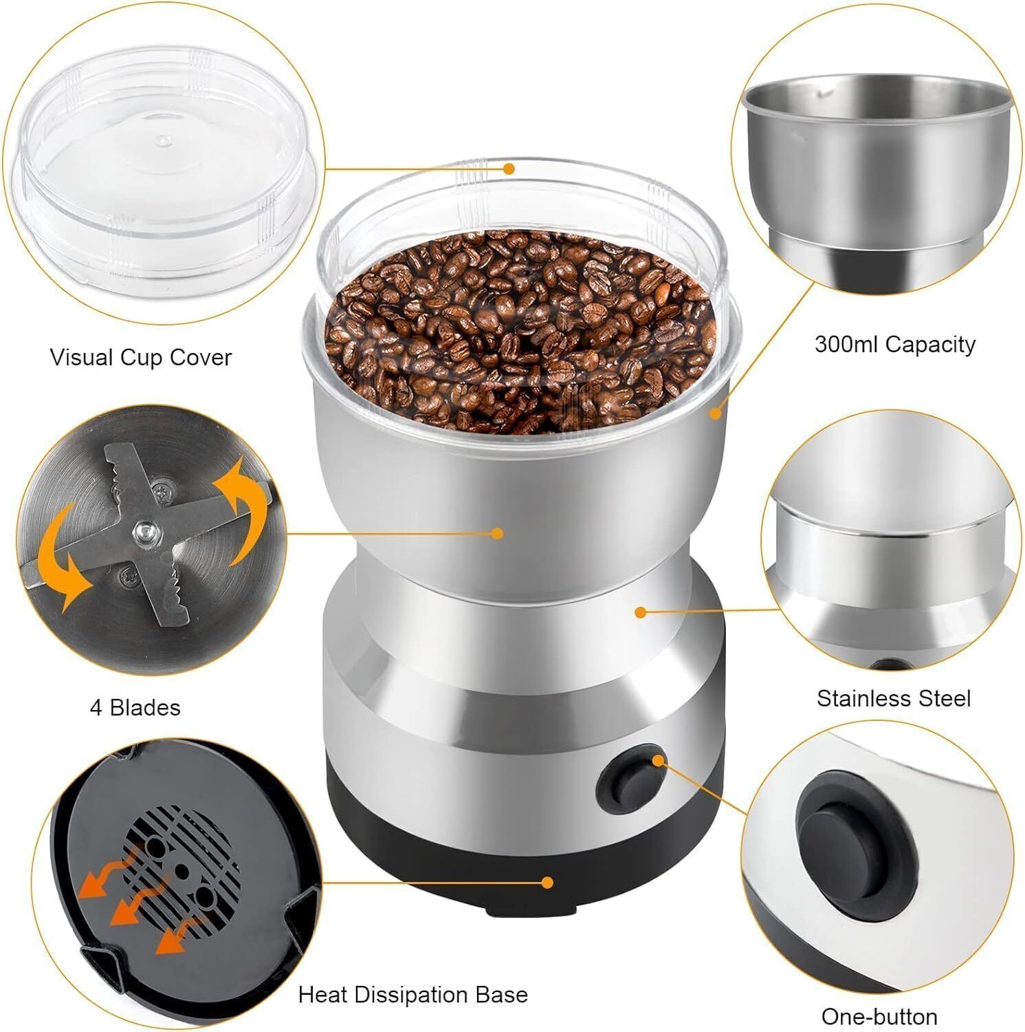 radhe Electric Coffee Grinder for Beans & Spice Grinder with Removable Grinding Personal Coffee Maker-picture-33