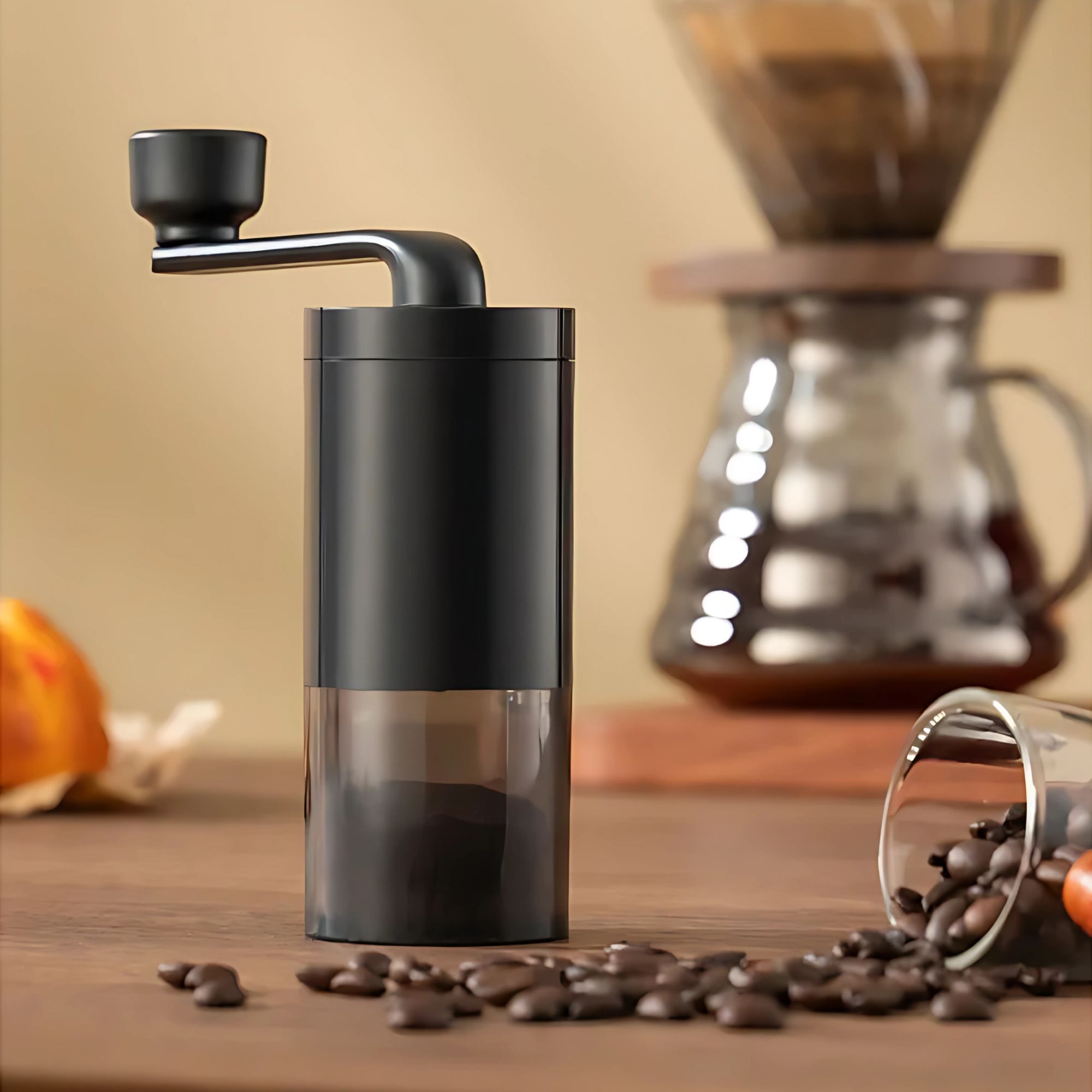 Hand Operated Coffee Bean Grinder with 19g Bean Capacity, 36g Ground Holder 3 Cups Coffee Maker