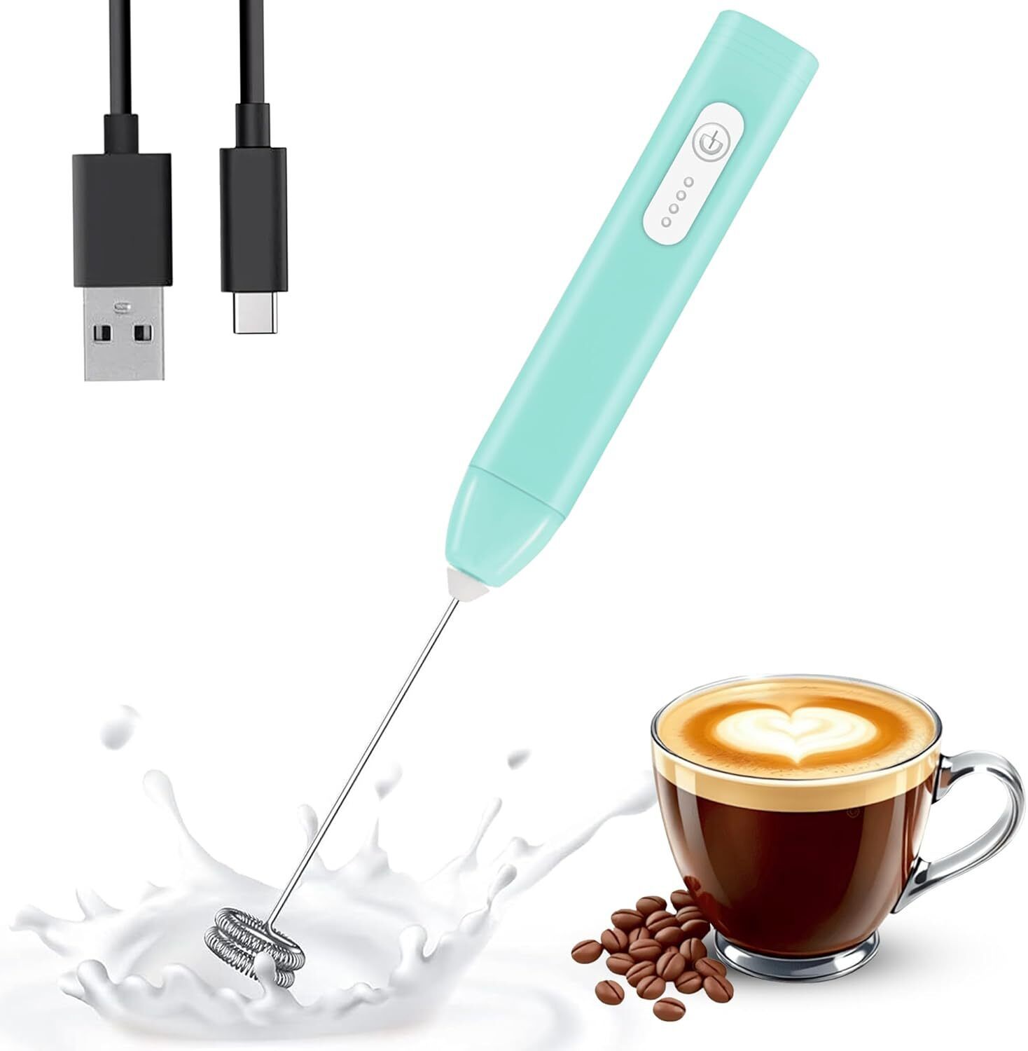 Electric Rechargeable Milk Frother, Portable Coffee Frother with Type-C Charging Coffee Maker-image-48