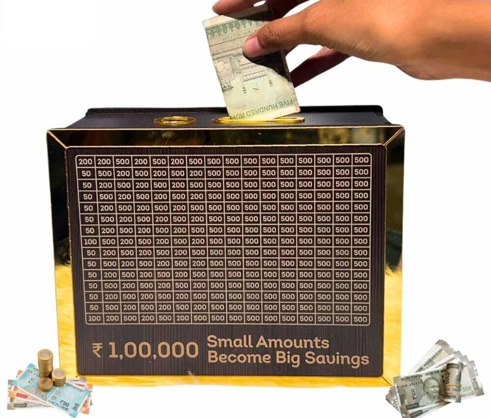 Wooden Money Saving Box | Money/Piggy Bank Box for Kids, Savings Box(1,00,000) Coin Bank-image-10