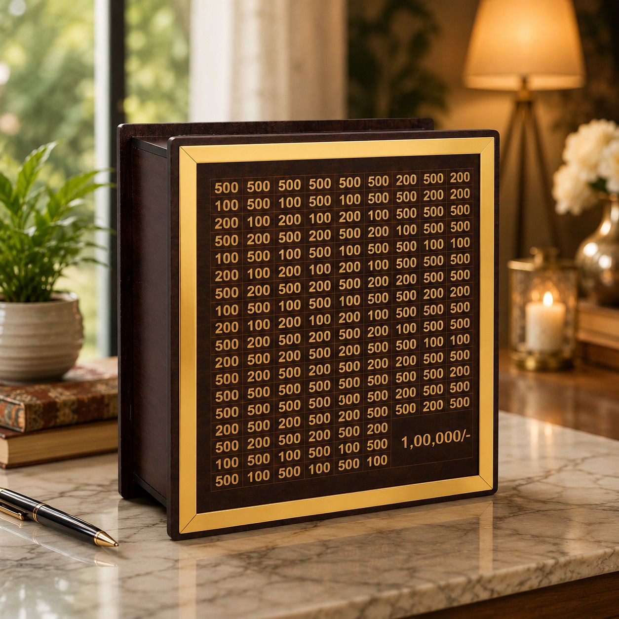 100000 Savings Challenge Wooden Money Box Cash Saving Bank with Coin Slot Coin Bank-image-35