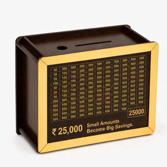framezo Wooden Cash Savings Challenge Bank ₹25,000 Tracker Piggy Bank Coin Bank-picture-10
