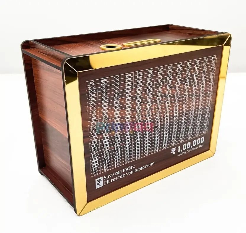 Wooden Money Saving Golden Box | Cash Saver Money Box Coin Bank-image-41