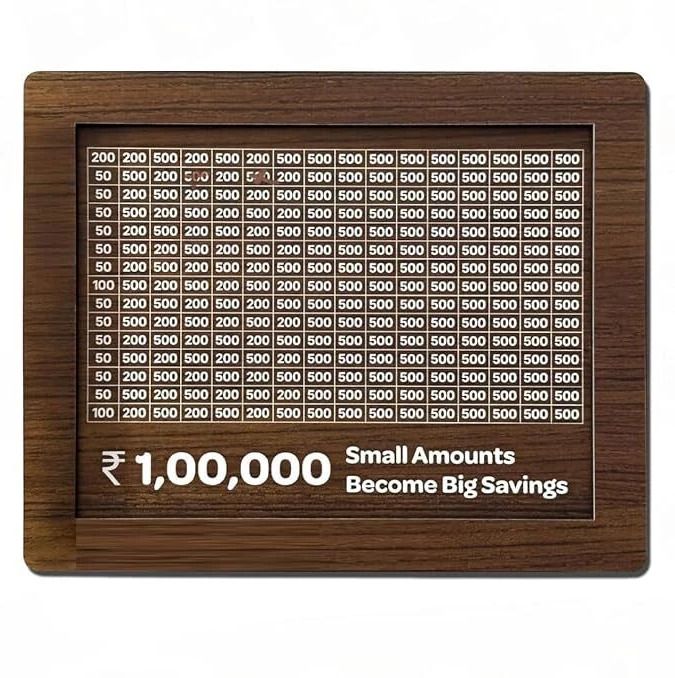 Wooden Piggy Bank for Kids & Adults with Savings Tracker Unique Goal Piggy Bank Coin Bank