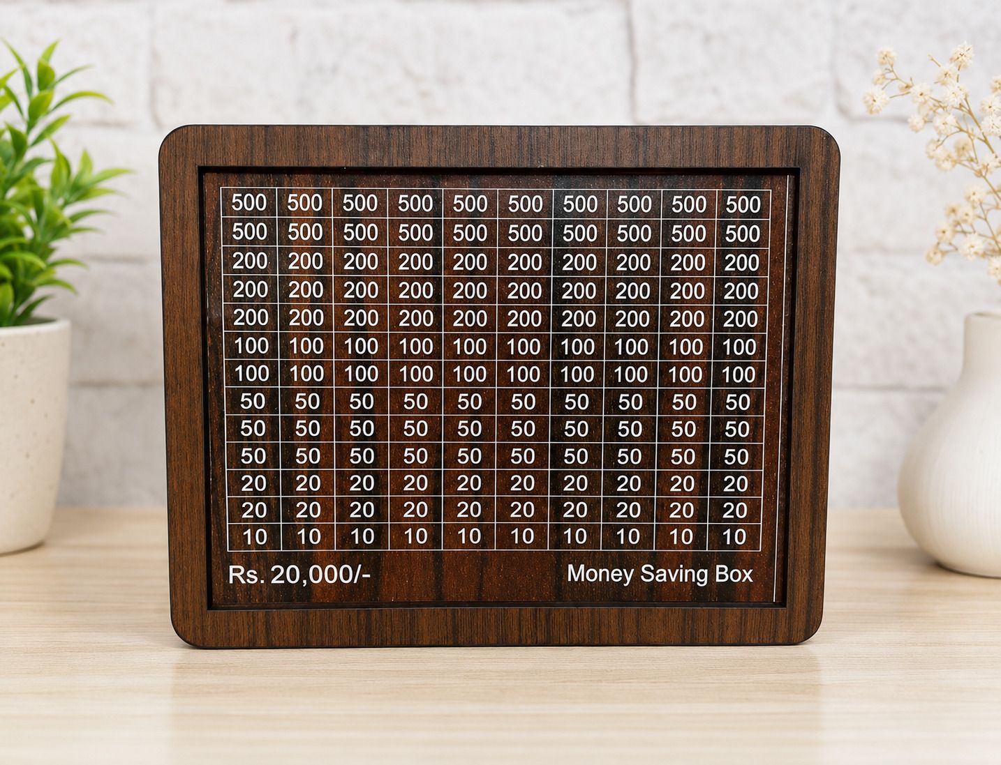 Piggy Bank, Money Bank Savings Plan Wooden Money Box with Counter Rs 20000 Coin Bank-image-20