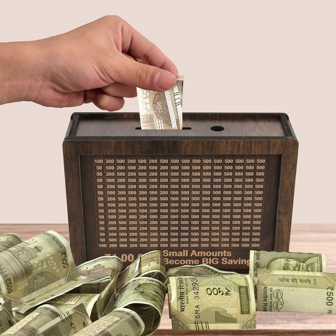 lakhaji Handcrafted wooden coin box and money saving box for kids and adults Coin Bank-picture-32