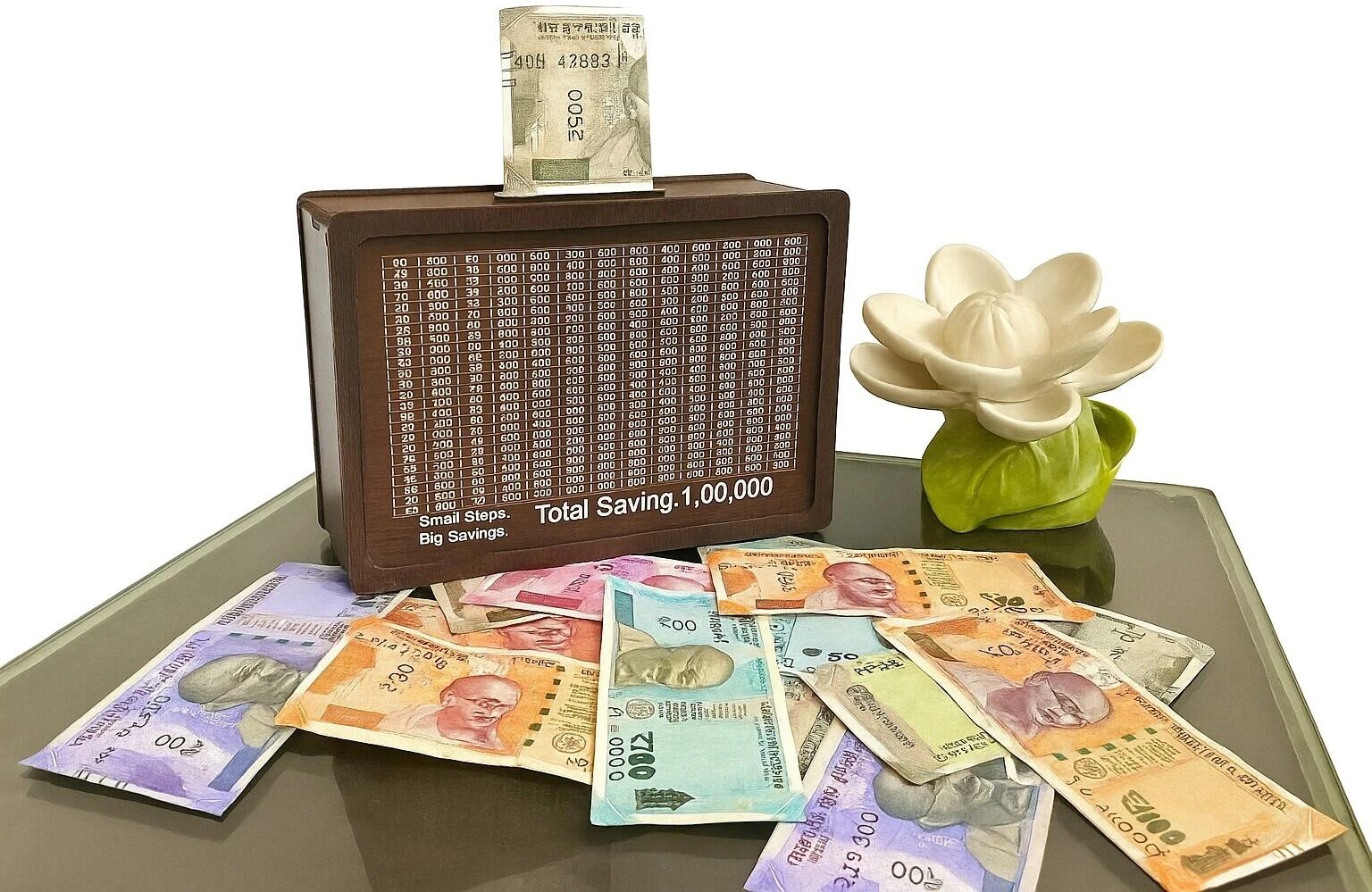 kvr craft Counting Target Wooden Money Bank | Cash Saver Box | ₹1,00,000 Rupees Goal Coin Bank-picture-24