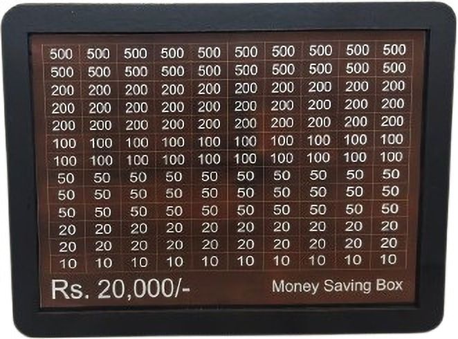 20K Piggy Bank, Money Bank Savings Plan Wooden Money Box with Counter Rs 20000 Coin Bank
