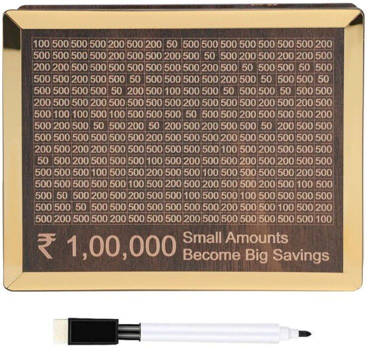 Wooden Money/Piggy Bank for Kids, Savings Challenge Box, Money Saving 100000 Coin Bank