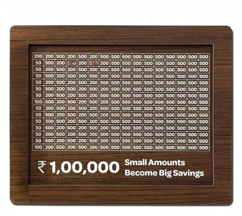 Wooden Money Saving Box | Savings Challenge Box |1,00,000 Goal" Coin Bank Coin Bank-image-20