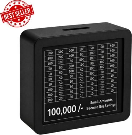 framezo Money Saving Box 1 Lakh Challenge Wooden Coin Bank Black Coin Bank-picture-4