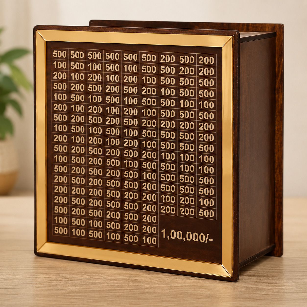 visby india Wooden Savings Challenge Box 1 Lakh Goal Coin Bank-picture-1