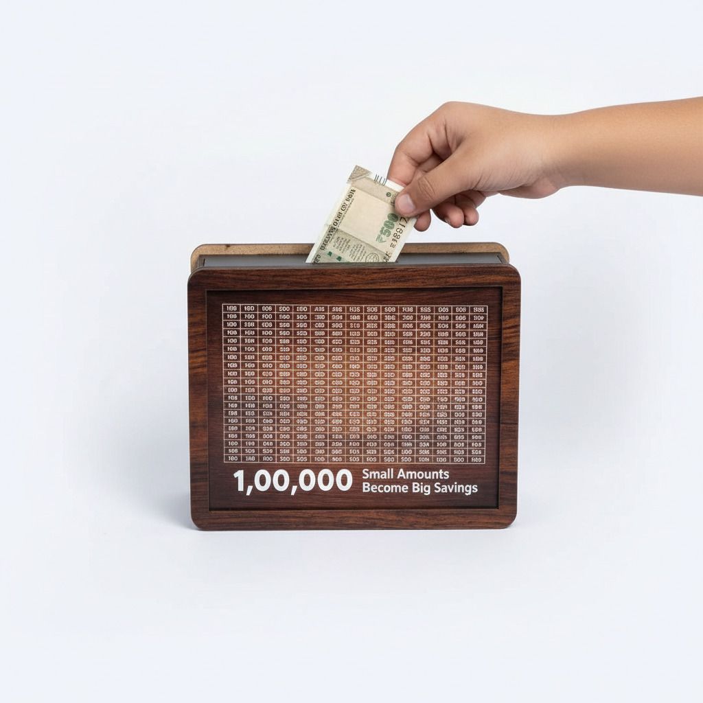 mahi product wala Wooden Money Saving Bank ₹1,00,000 Goal | Smart Savings Box with Tracker Coin Bank-picture-28