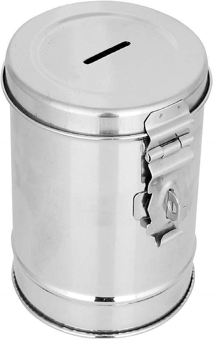 gridkitchen Stainless Steel round Money Box Cash & Collection Box Cash Box-picture-12