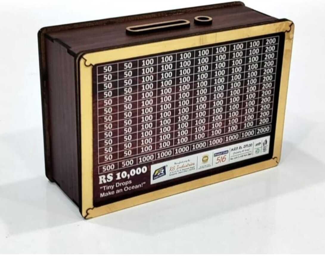 ghosaliya treader Wooden ₹10,000 Savings Challenge Money Bank Coin Collection Box for Home Coin Bank-picture-0