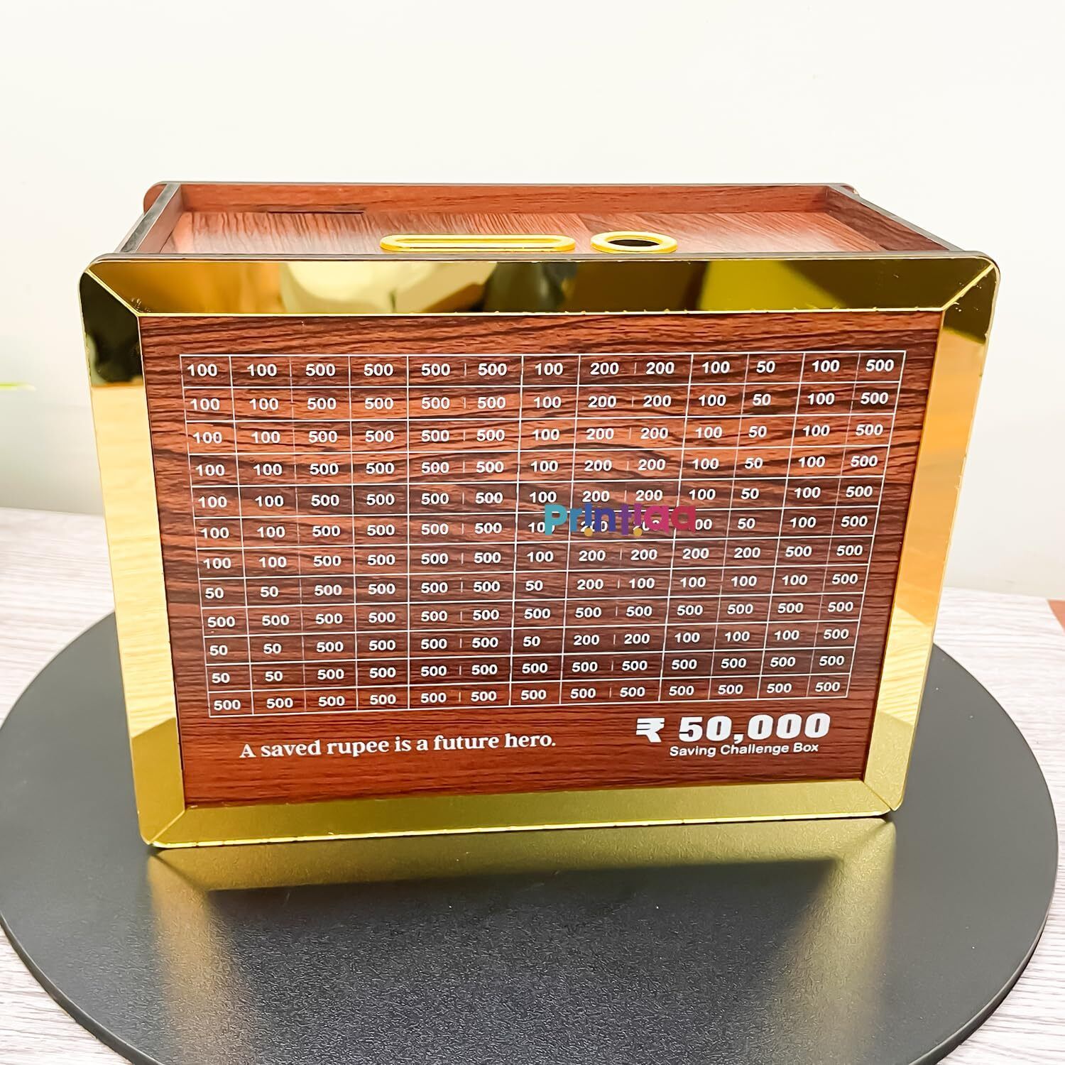 printiaa Money Saving Box L-50k | Wooden Coin Bank for Kids & Adults Coin Bank-picture-43