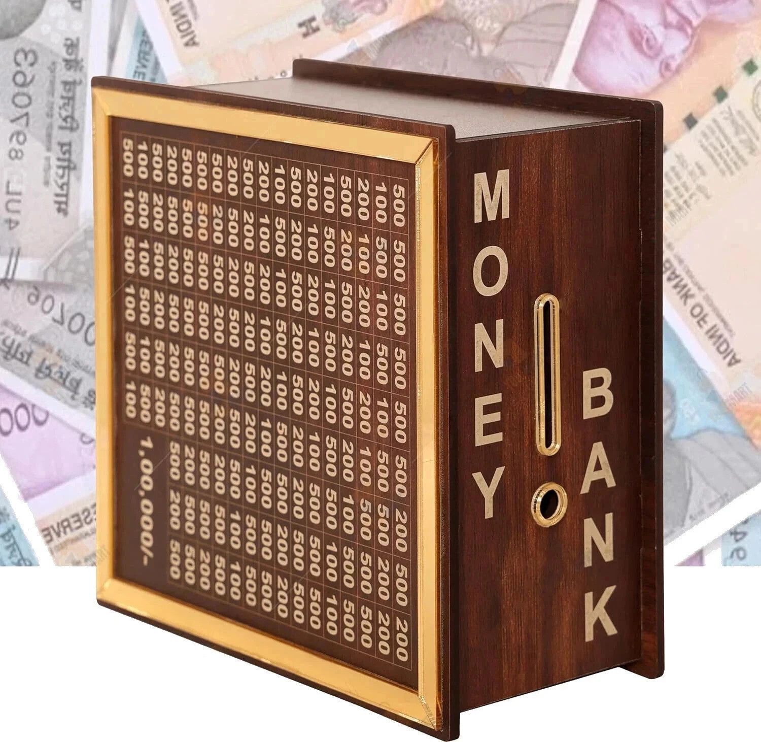 sundhi Wooden Money Saving Box Cash Saver MoneyBox with Counting Target wooden CoinBank Coin Bank-picture-36