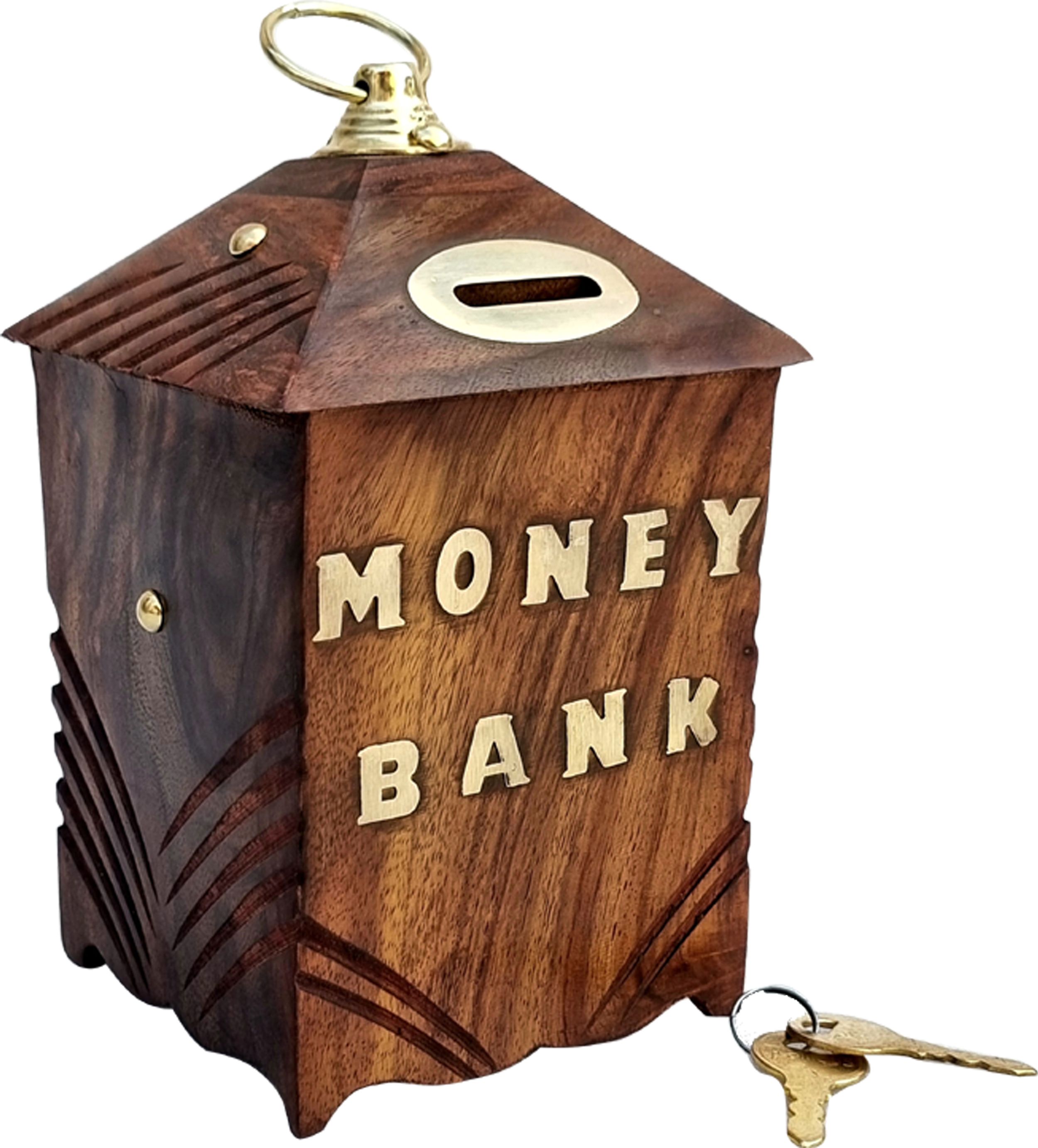 Wooden Money Bank, Medium Size Piggy Bank 6 x 4 Inch For Kids and Adults Coin Bank