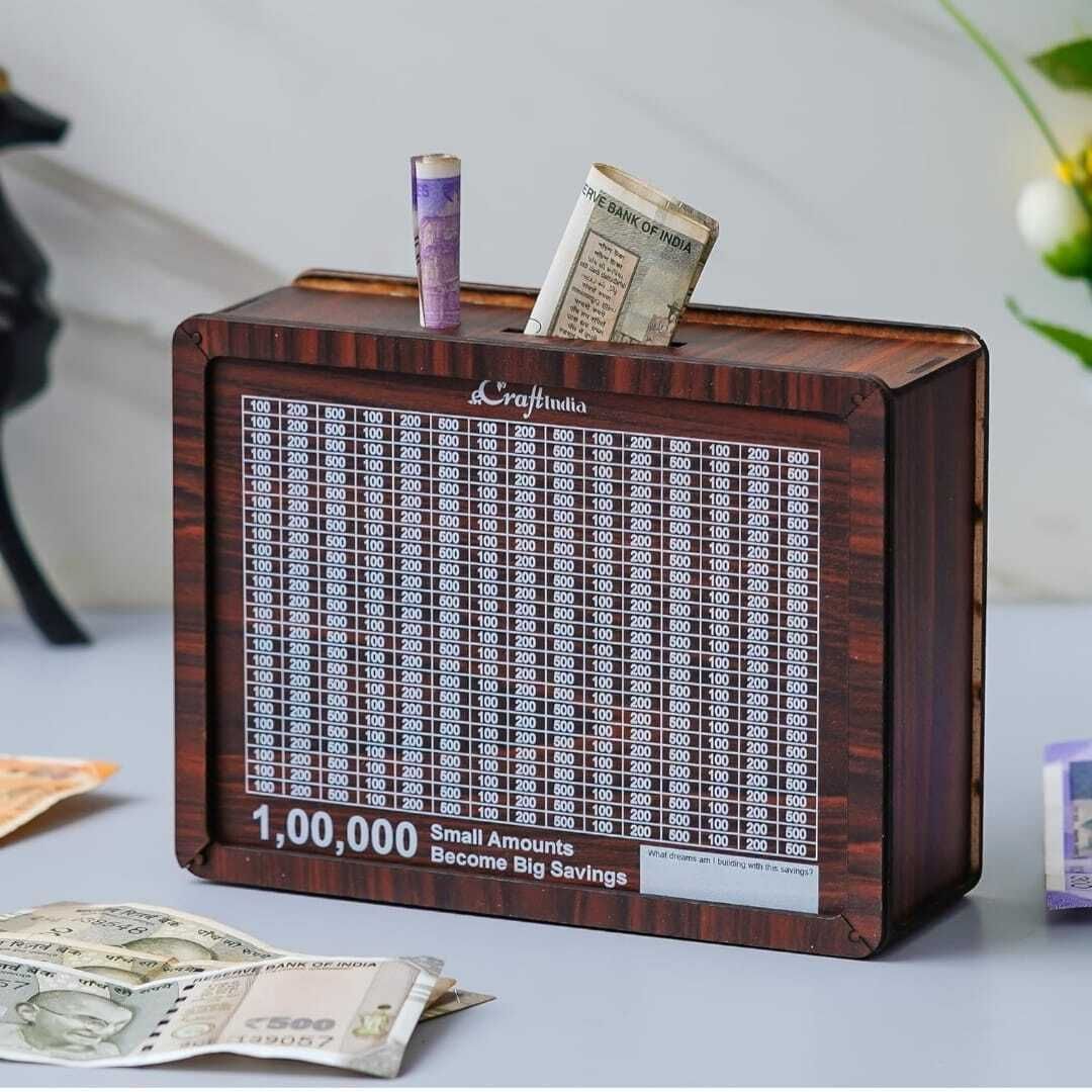 habit hom Money Savings Coin Box Gullak Donation Box with Numbers Money Box with Money | Money Box with Money Target and Numbers Vanity Box-picture-26