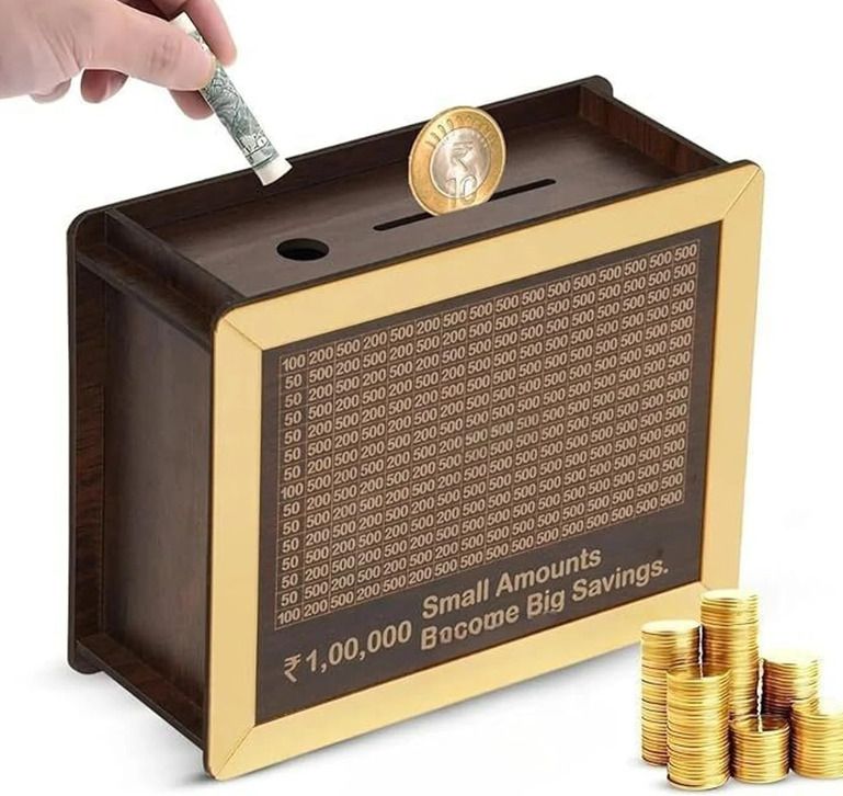karni craft Wooden Money Piggy Bank, Money Saving Box Coin Bank-picture-1