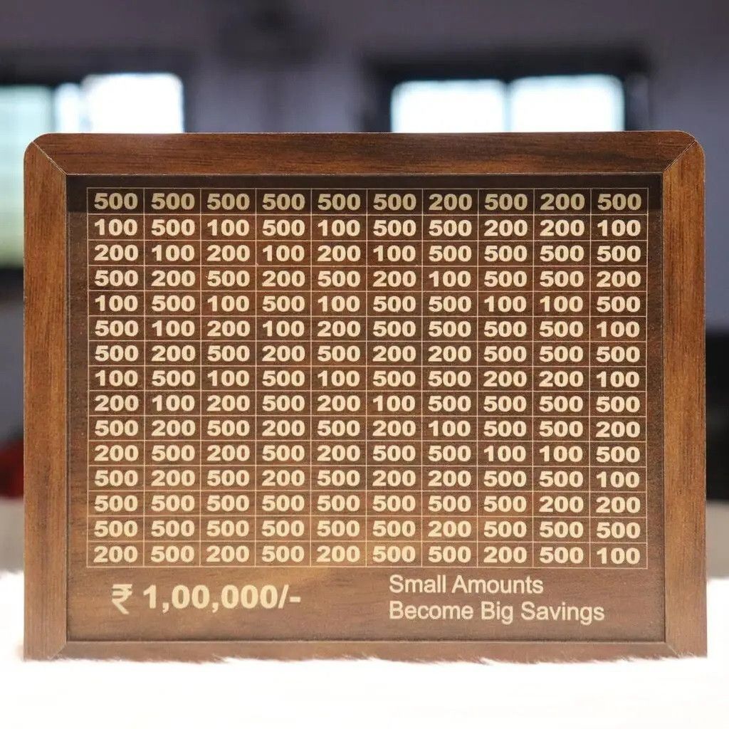 Piggy Bank, Money Bank Savings Plan Wooden Counter Rs 1,00,000 Coin Bank-image-15