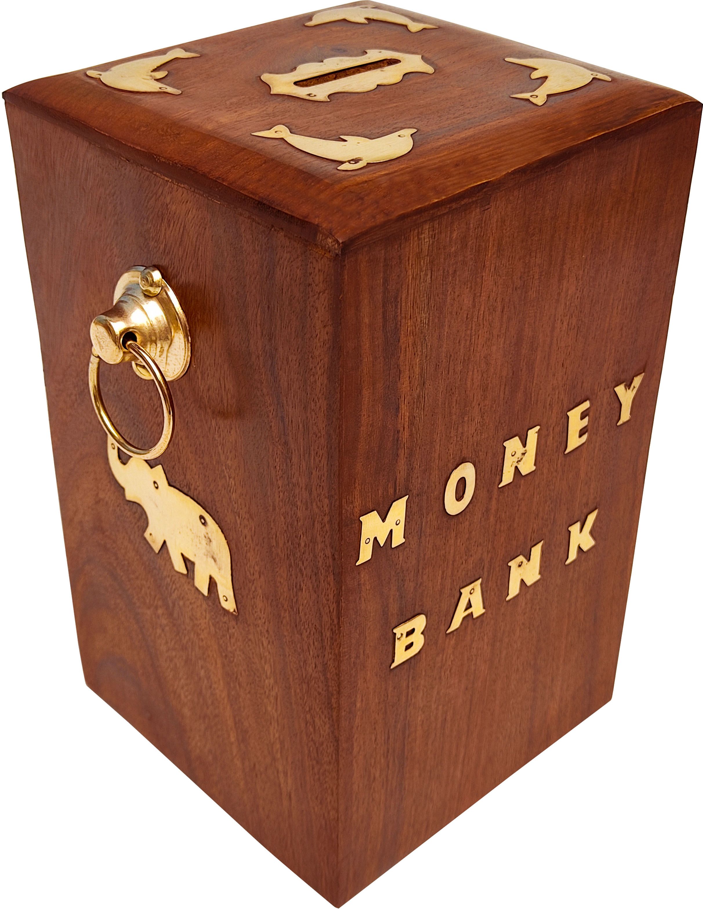 Durable Wooden Money Bank Big Size Master Large Piggy Bank Wooden 8 x 5 inch Coin Bank