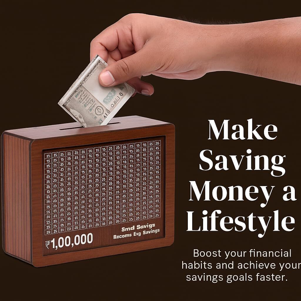 ₹1,00,000 Wooden Money Saving Challenge Box Coin Bank-image-35