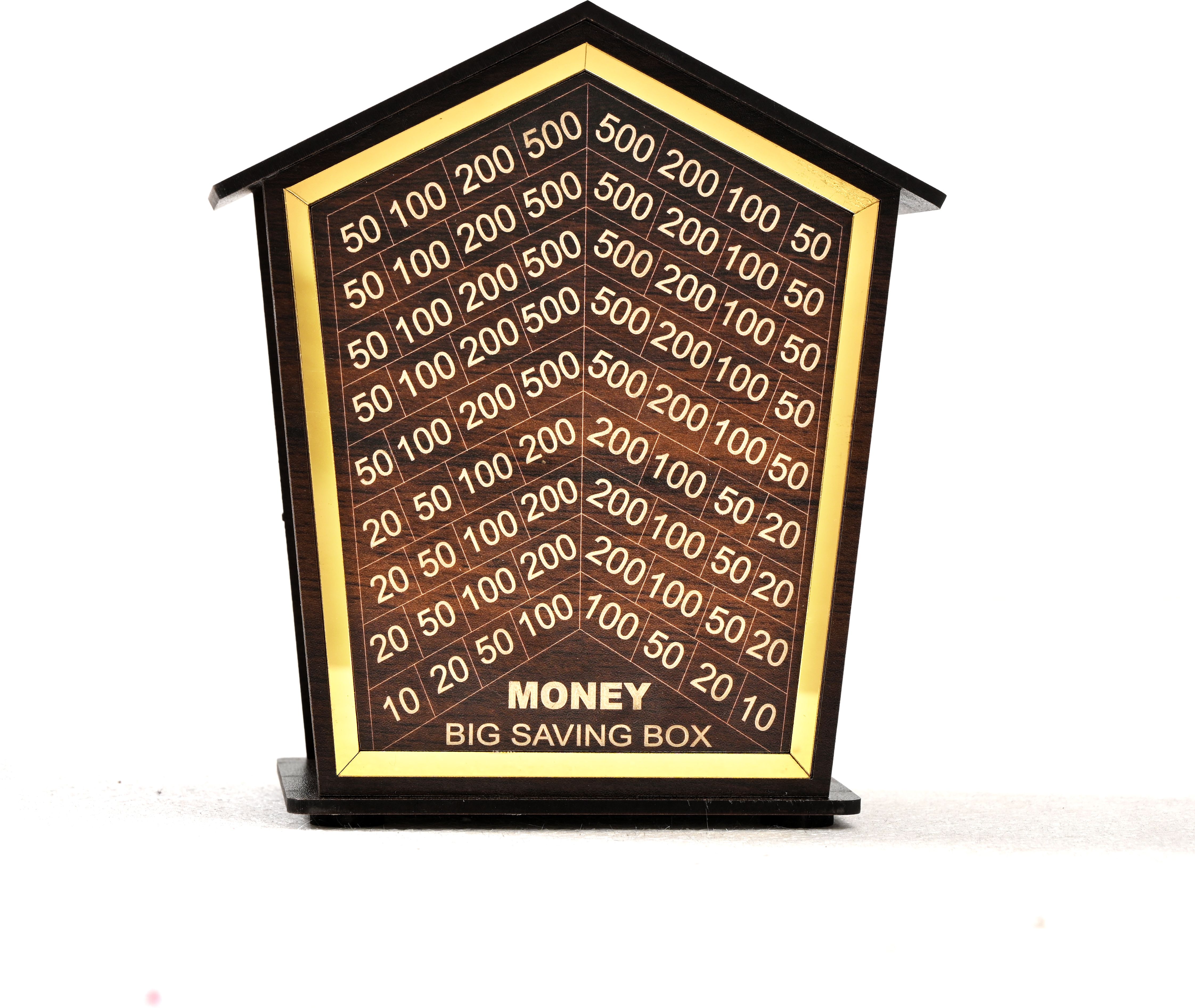 Money Big Saving Box, House 50,000 Wooden Piggy Bank with Numbered Slots, Brown Coin Bank-image-44