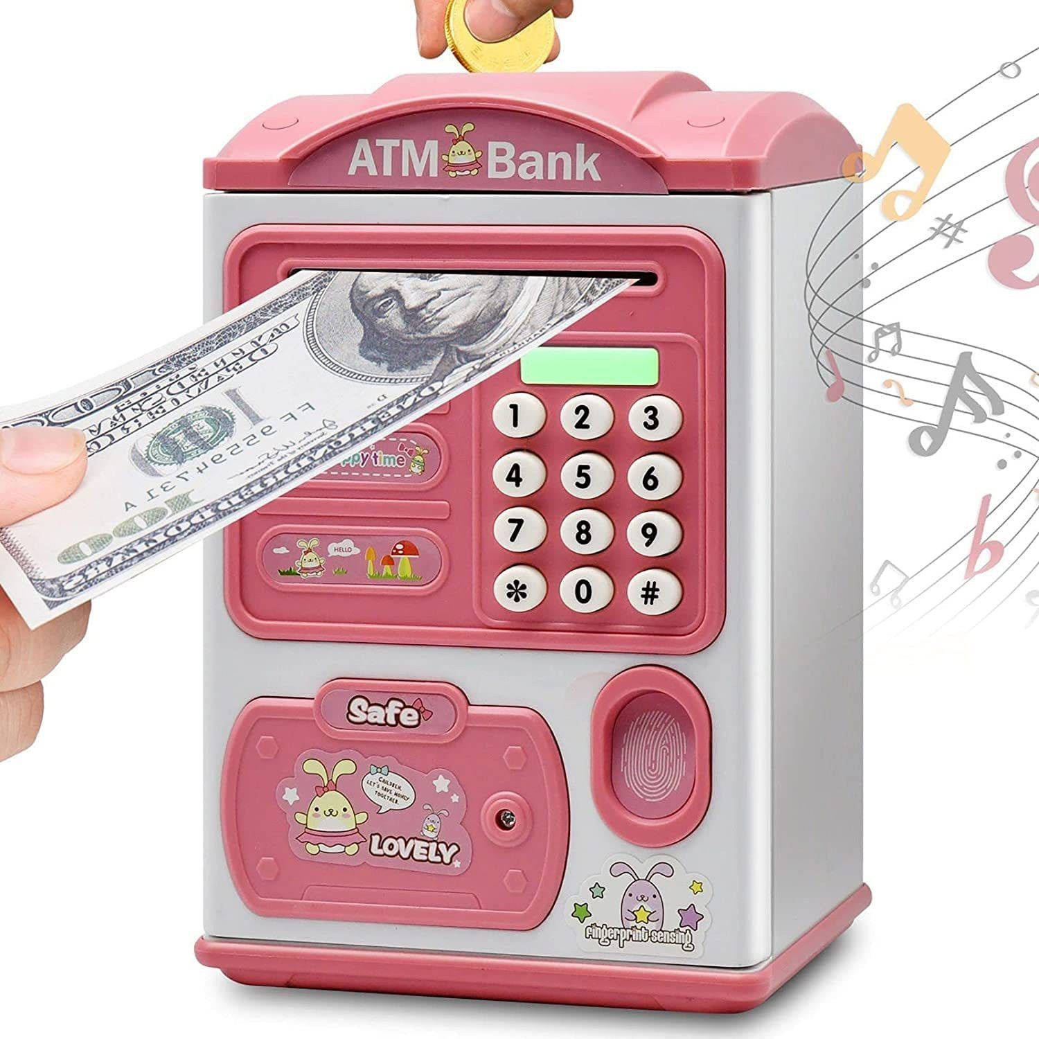 Piggy Bank for Kids Electronic with Password and Finger Sensor Lock Coin Bank-image-6