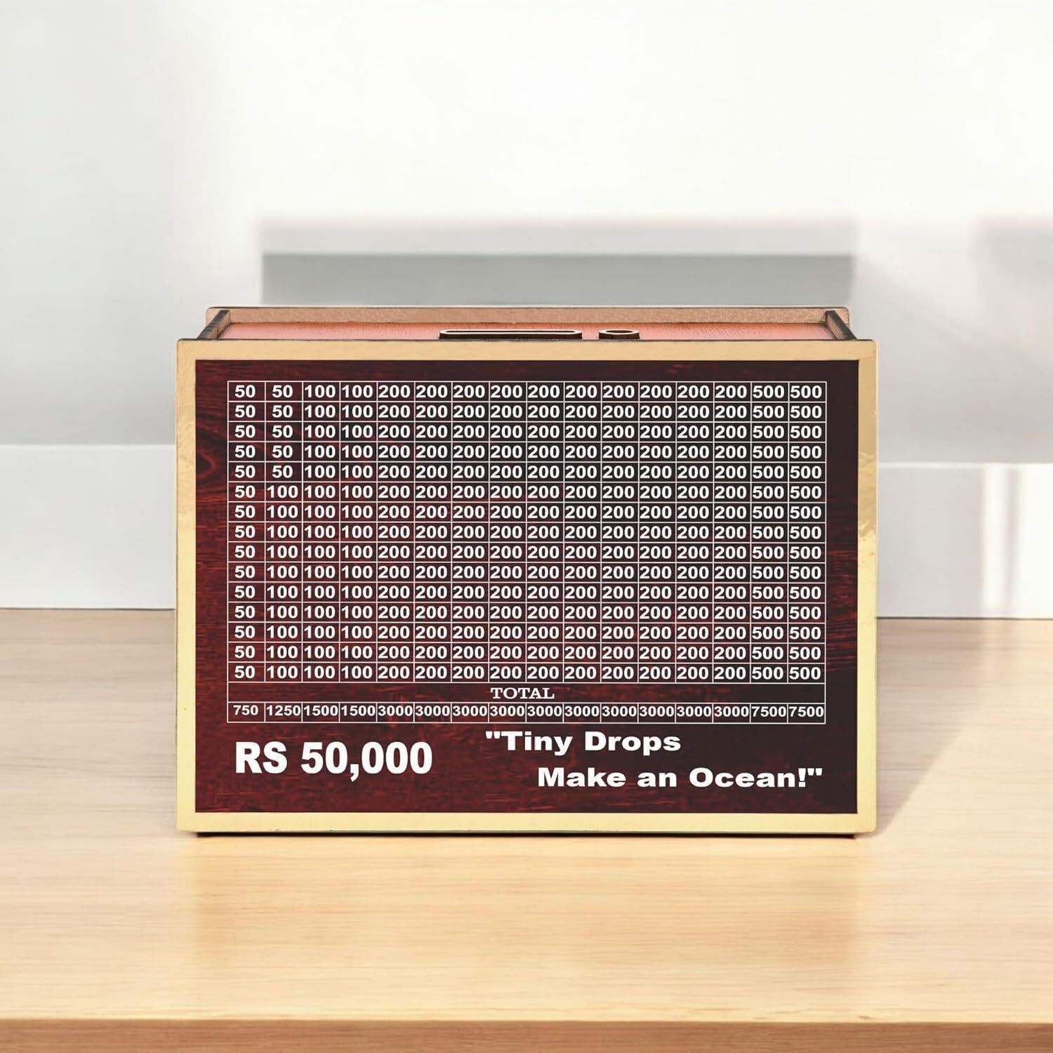 asha enterprises 50000 Saving Challenge Money Box Wooden Bank with Lock Coin Bank-picture-12