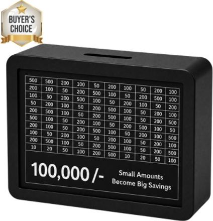 framezo 1 Lakh Challenge Money Saving Bank Wooden Deposit Box Coin Bank-picture-0