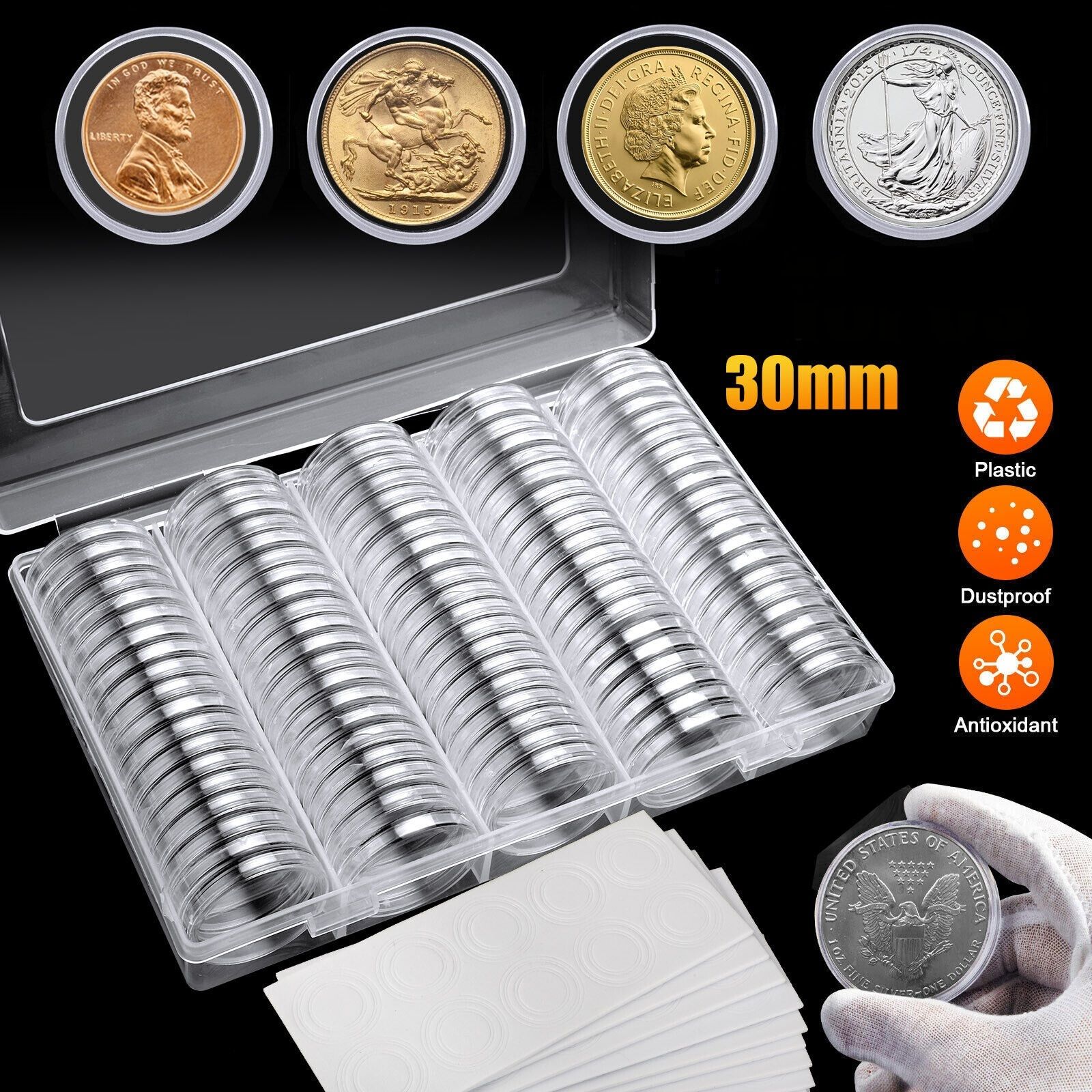 Lot 20PCS 30mm Coin Cases Capsules Holders Clear Plastic for Rupee Paisa Coins Coin Bank-image-41