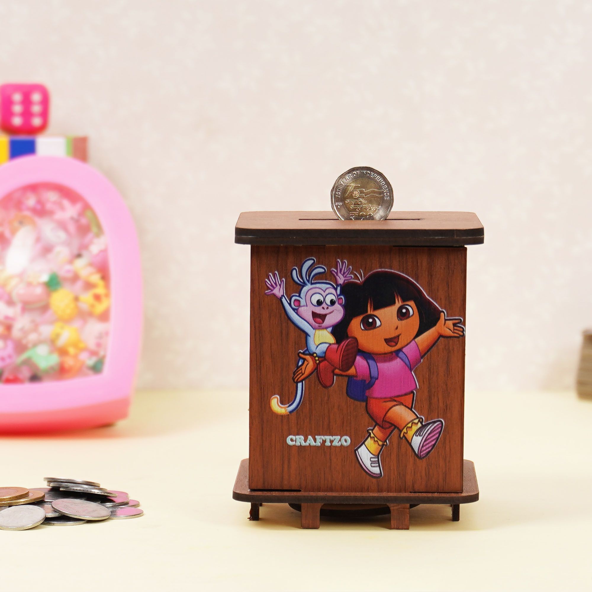 Printed Square Money Bank / Piggy Bank / Coin Box with Beautiful Design for Kids Coin Bank-image-21