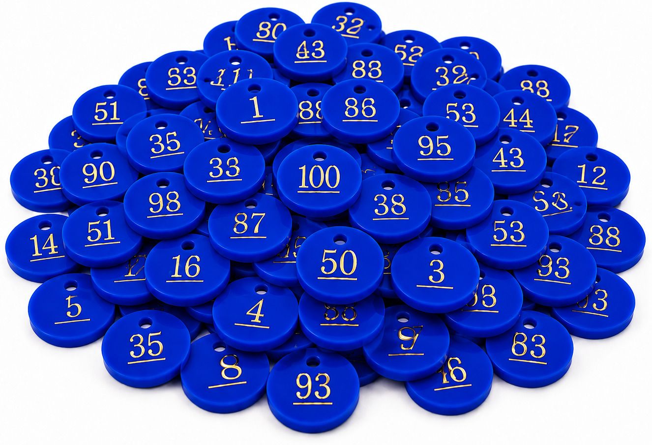 bal samrat Pink Halled Number Hole Token 1 to 100 Tags for Laundry, Parking & Token A54 Coin Bank-picture-0