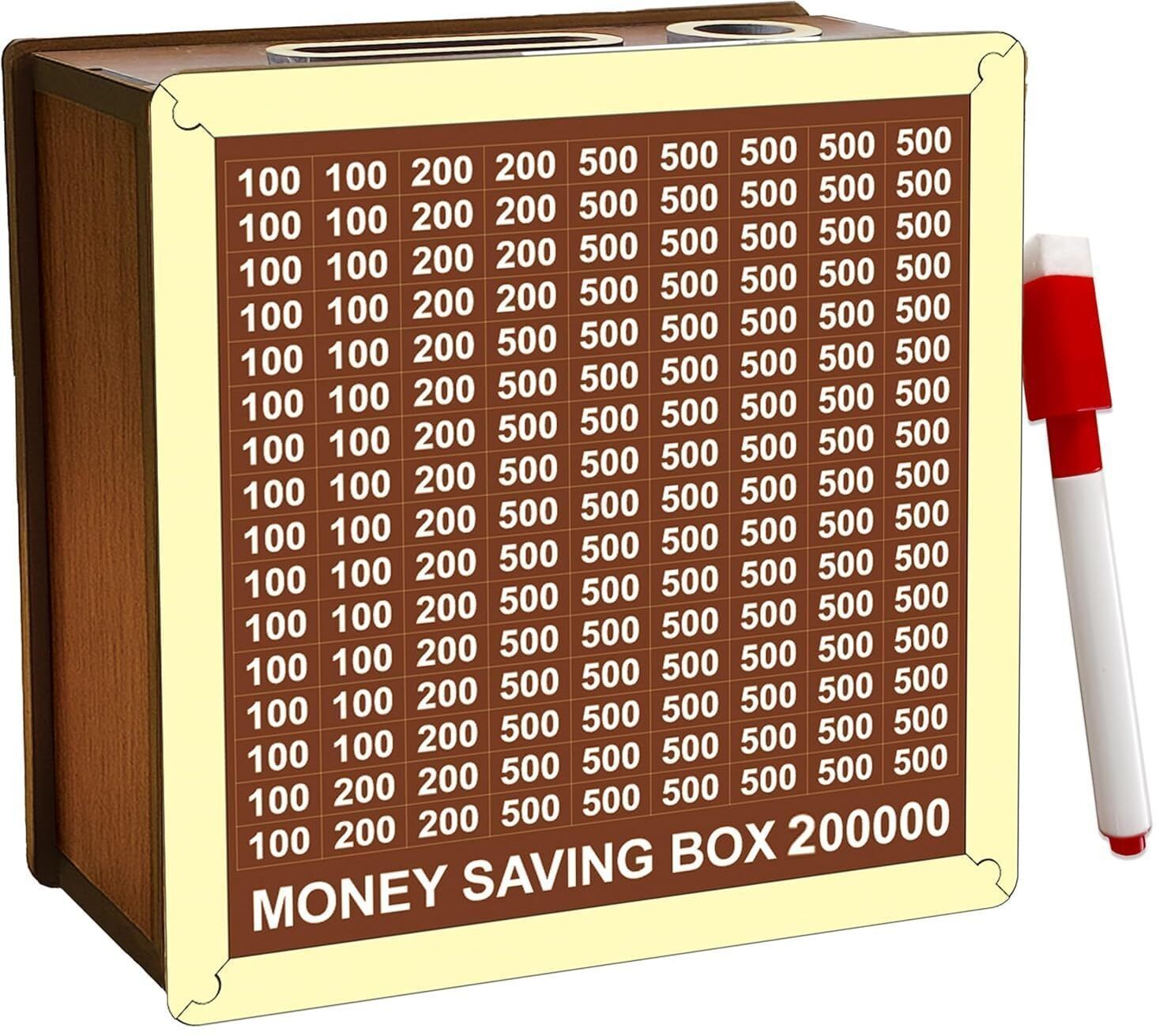 Money Saving Challenge Wooden Piggy Bank 200000 Box Coin Bank-image-40