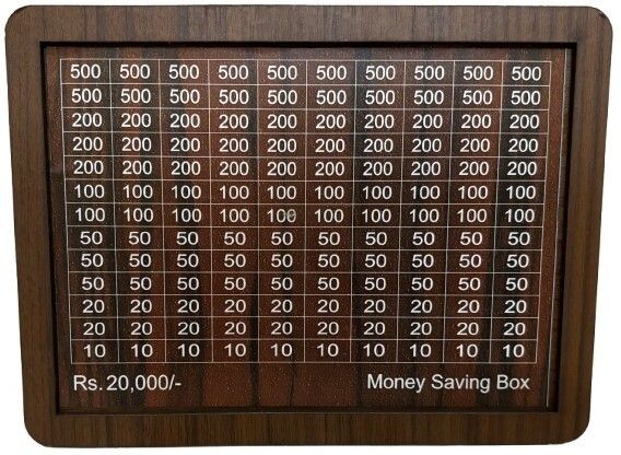 Piggy Bank, Money Bank Savings Plan Wooden Money Box with Counter Rs 20000 Coin Bank