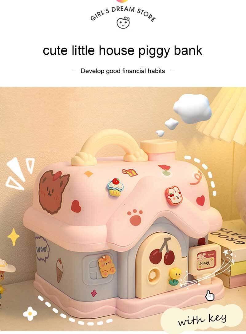 poksi Jumbo Piggy Bank House shape|Dollhouse Coin Bank f|Bank with Lock and Key. Coin Bank-picture-37