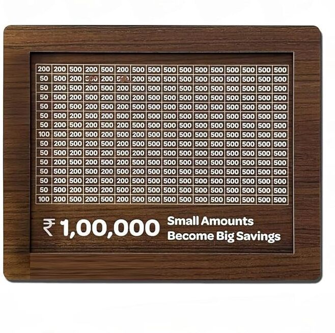 karni craft Money Saving Box 100000 Rupees Saving Challenge Box | Wooden Money Saver Box Coin Bank-picture-3