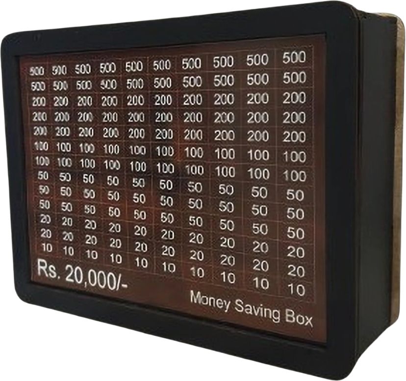 sawriya crafts C_Wooden Money Saving Challenge Box 20,000 Goal Coin Bank-picture-37