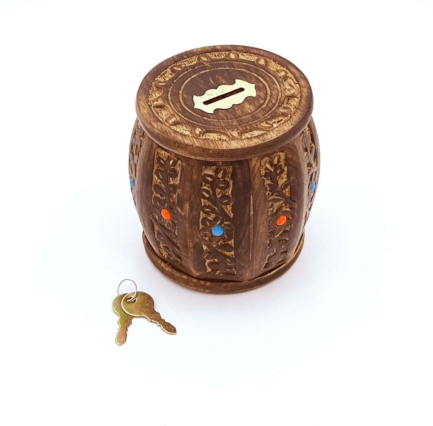 zyntix Wooden Money Bank/Round shape Carving Barrel Design/Piggy Bank For Boys Girls And Adults Coin Bank-picture-25